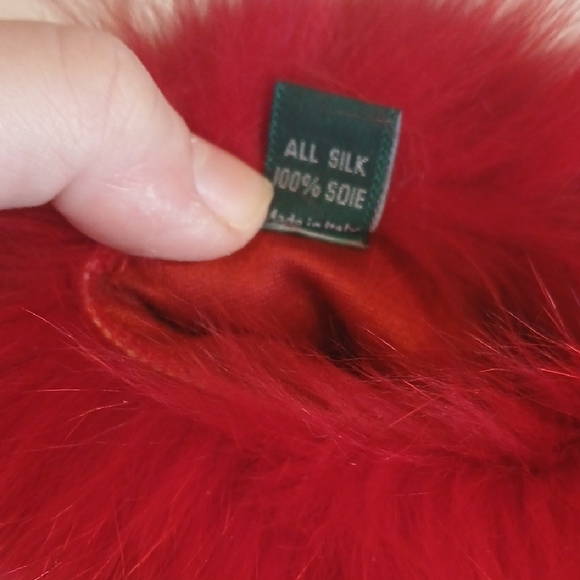 ❤️ Red Leather Fur Silk Lined Gloves Size 6.5 Luxe Winter Glam Mobwife Whimsical - Picture 3 of 7